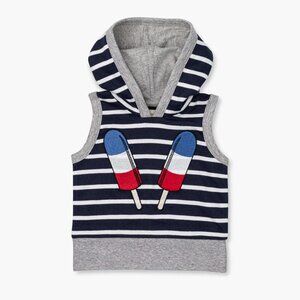 Sleeveless Hoodie - Ice Pops on Navy + White Stripe
